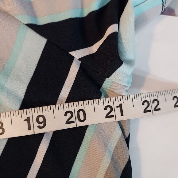 CJ Banks Dress Striped Stretch Womens Plus size 1X Surplice V Neck Short Sleeves - Picture 10 of 13